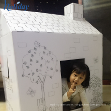 Fábrica de bricolaje cartón muñeca papel jugar casa, venta al por mayor niños cartón casa de juegos
